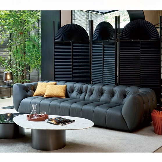 GS0042 Sofa Băng Dài Da Xám Đậm