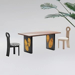 C55- Bộ Bàn Ăn Gỗ Nghệ Thuật